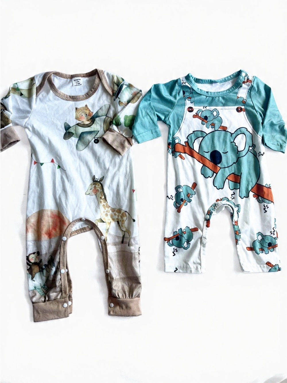 SHEIN Green & Beige Safari and Koala One-Piece for baby boy/girl - Set of 2